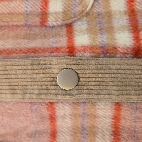 Jodifl Womens Plaid Corduroy Patchwork Shacket Jacket Shirt Brown Size Small - Picture 6 of 11